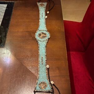 Beaded Handmade Turquoise and Brown Belt